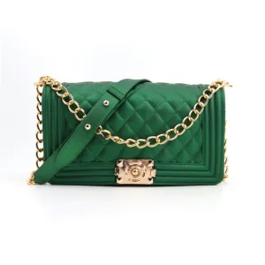 1027 - DARK GREEN JELLY PURSE (LARGE)