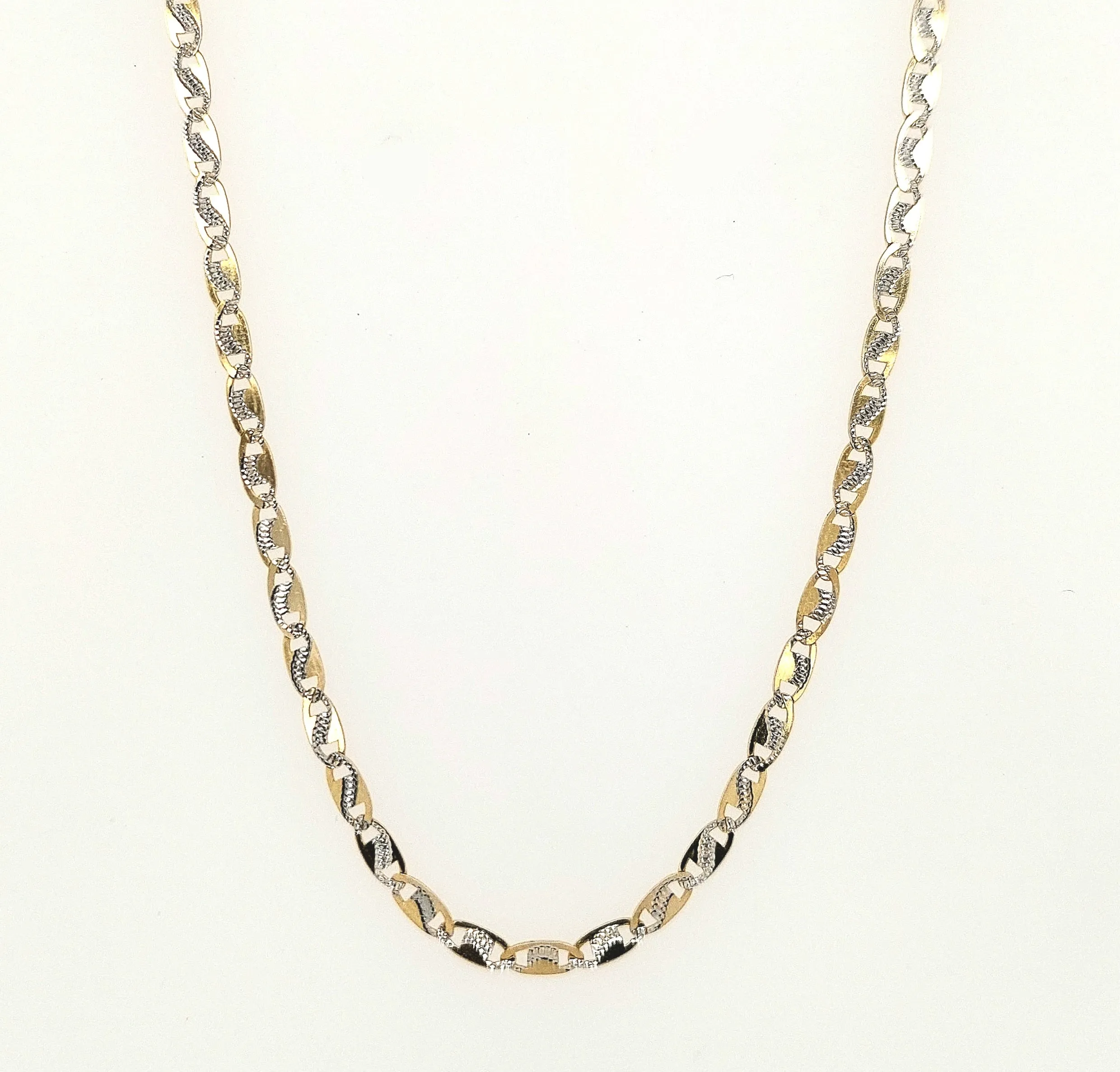 14K 2.5mmTwo-Tone Valentino Chain Length:22in Gram Weight:5.4g