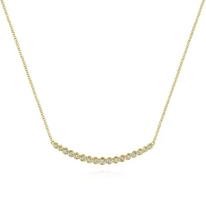 14K Yellow Gold Curved Bar Necklace with Round Diamonds - NK5796Y45JJ