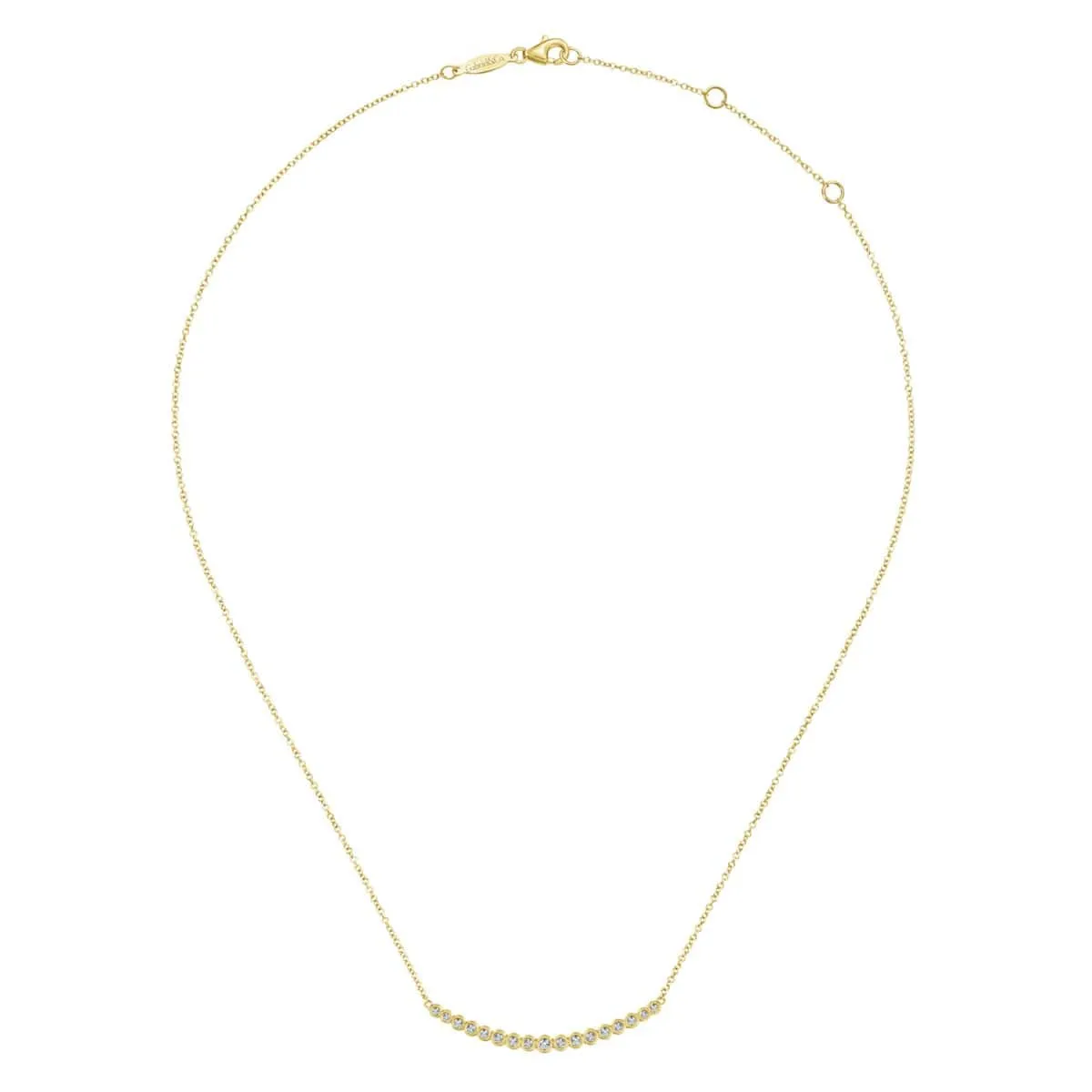 14K Yellow Gold Curved Bar Necklace with Round Diamonds - NK5796Y45JJ