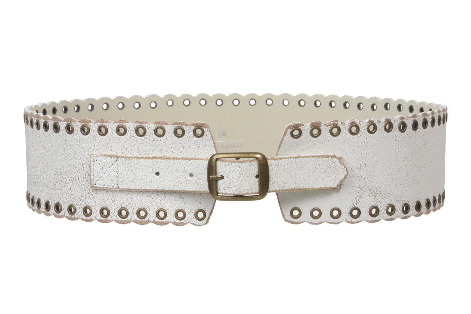 2 3/4" (70 mm) Wide High Waist Genuine Vintage Crack Print Distressed Soft Leather Belt