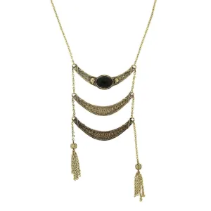 2028 Jewelry Antique Inspired Ladder And Tassel Necklace 28"