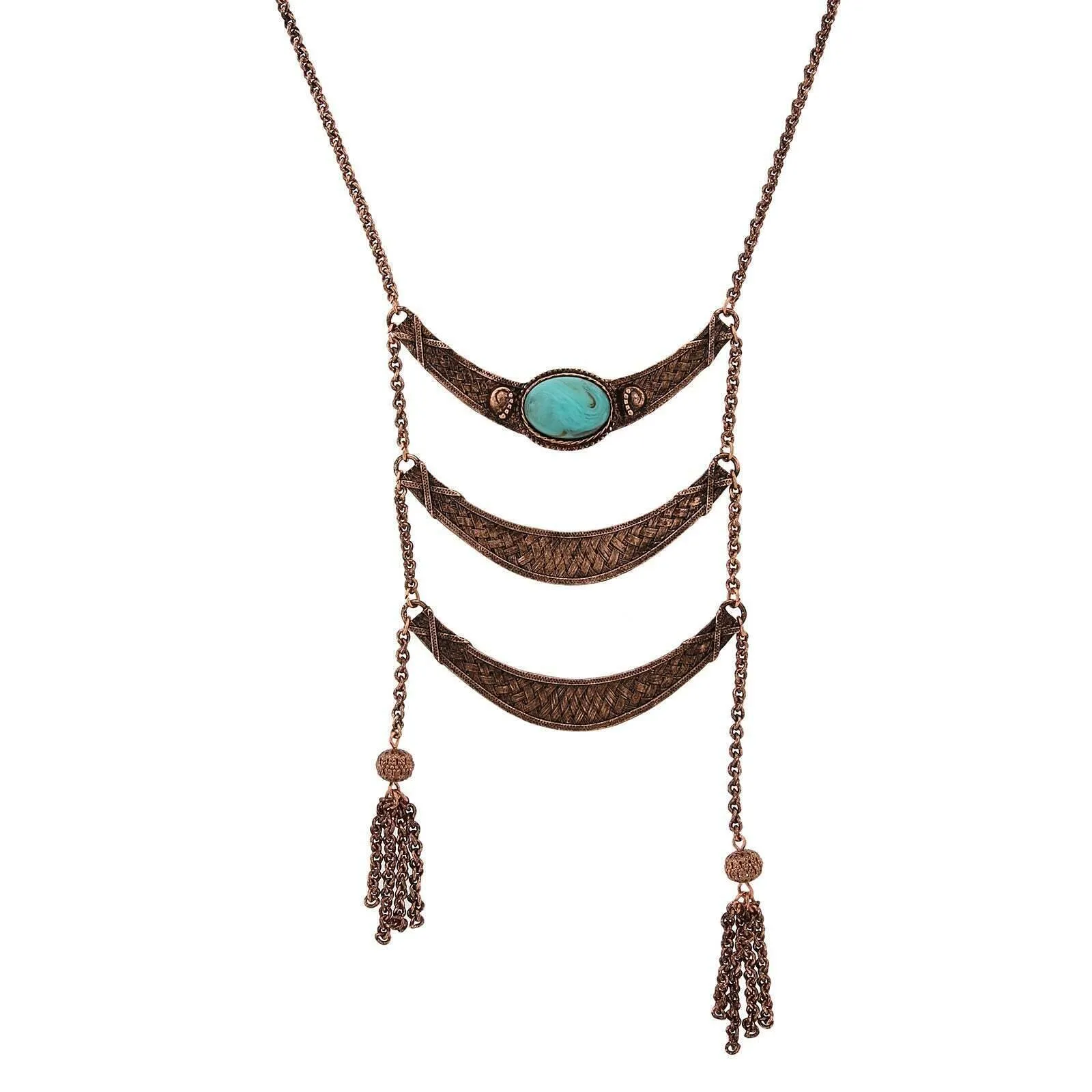 2028 Jewelry Antique Inspired Ladder And Tassel Necklace 28"
