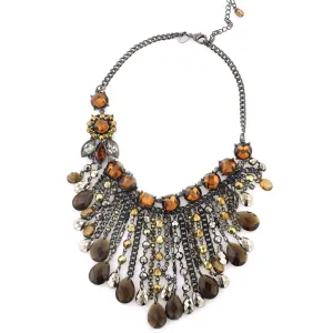 2028 Jewelry Black Smoke Topaz Chain Drop Bib Necklace 15"   3" Extender