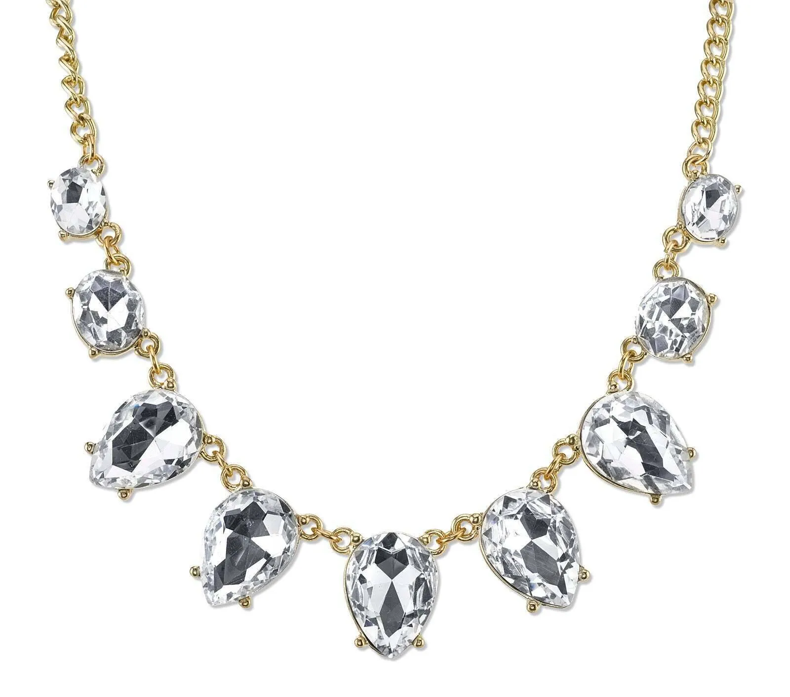 2028 Jewelry Clear Crystal Faceted Collar Necklace 16"   3" Extender