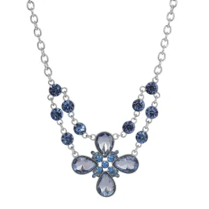 2028 Jewelry Crystal Flower Necklace 16"   3" Extender