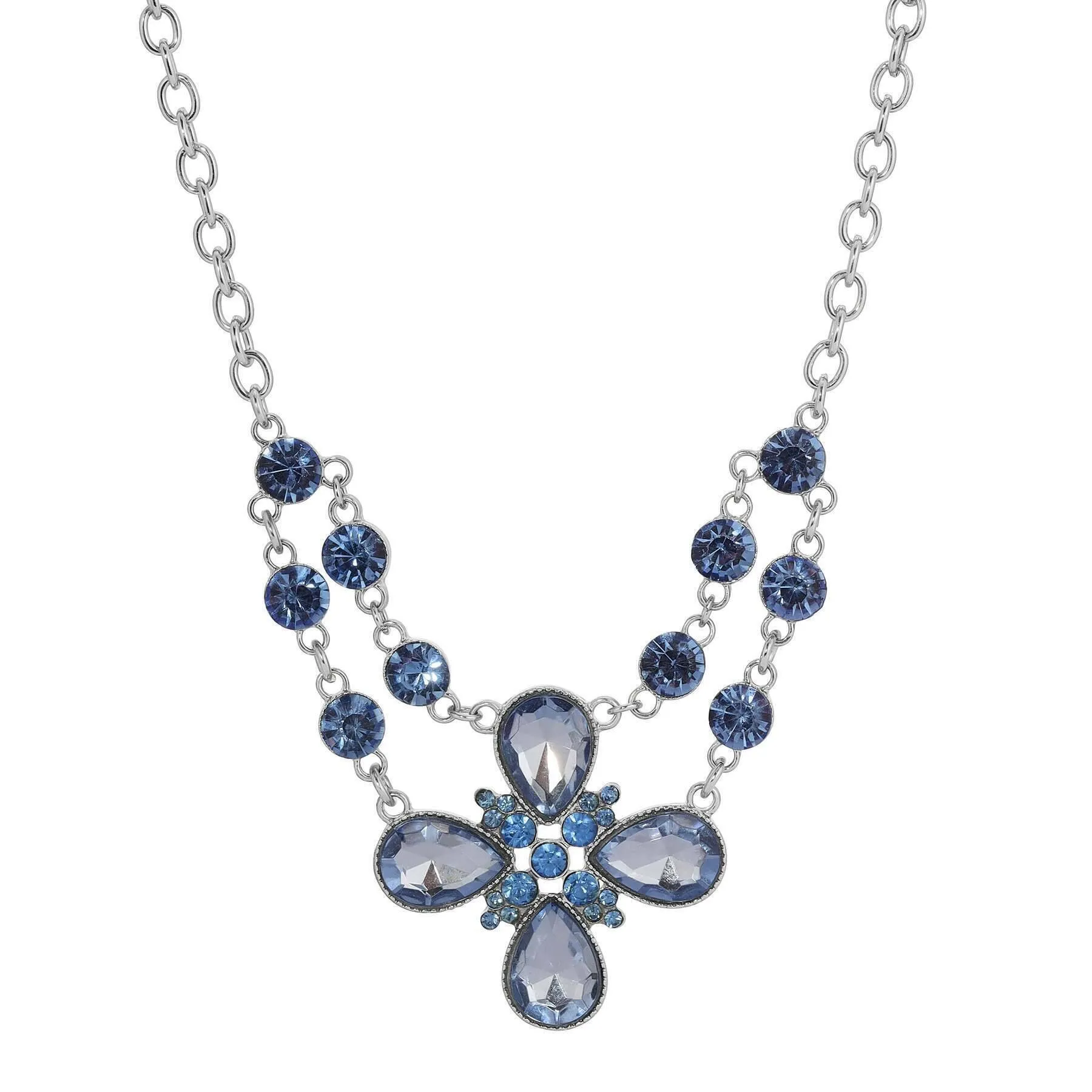 2028 Jewelry Crystal Flower Necklace 16"   3" Extender