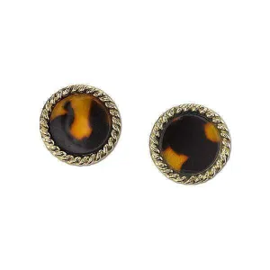 2028 Jewelry Tortoise Brown Round Button Earrings