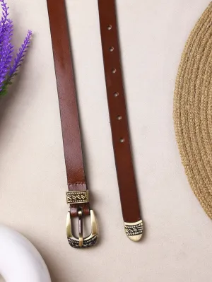 Aditi Wasan Brown Solid Genuine Leather Women's Belt