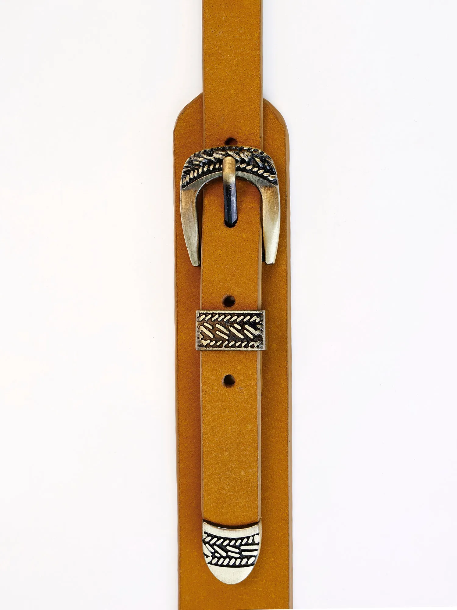 Aditi Wasan Genuine Leather Tan Studded western Dress Belt