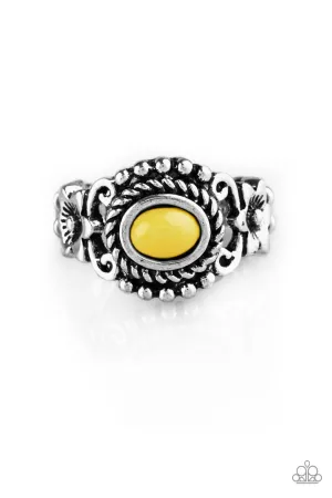 All Summer Long Yellow and Silver Ring - Paparazzi Accessories