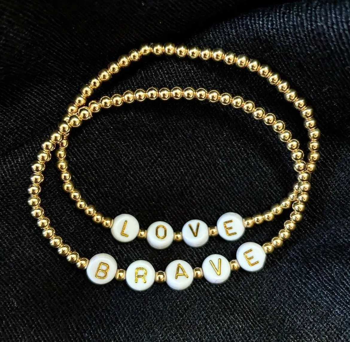 Allison Fiutak Personalized "Love or Brave" Stretch Bracelets
