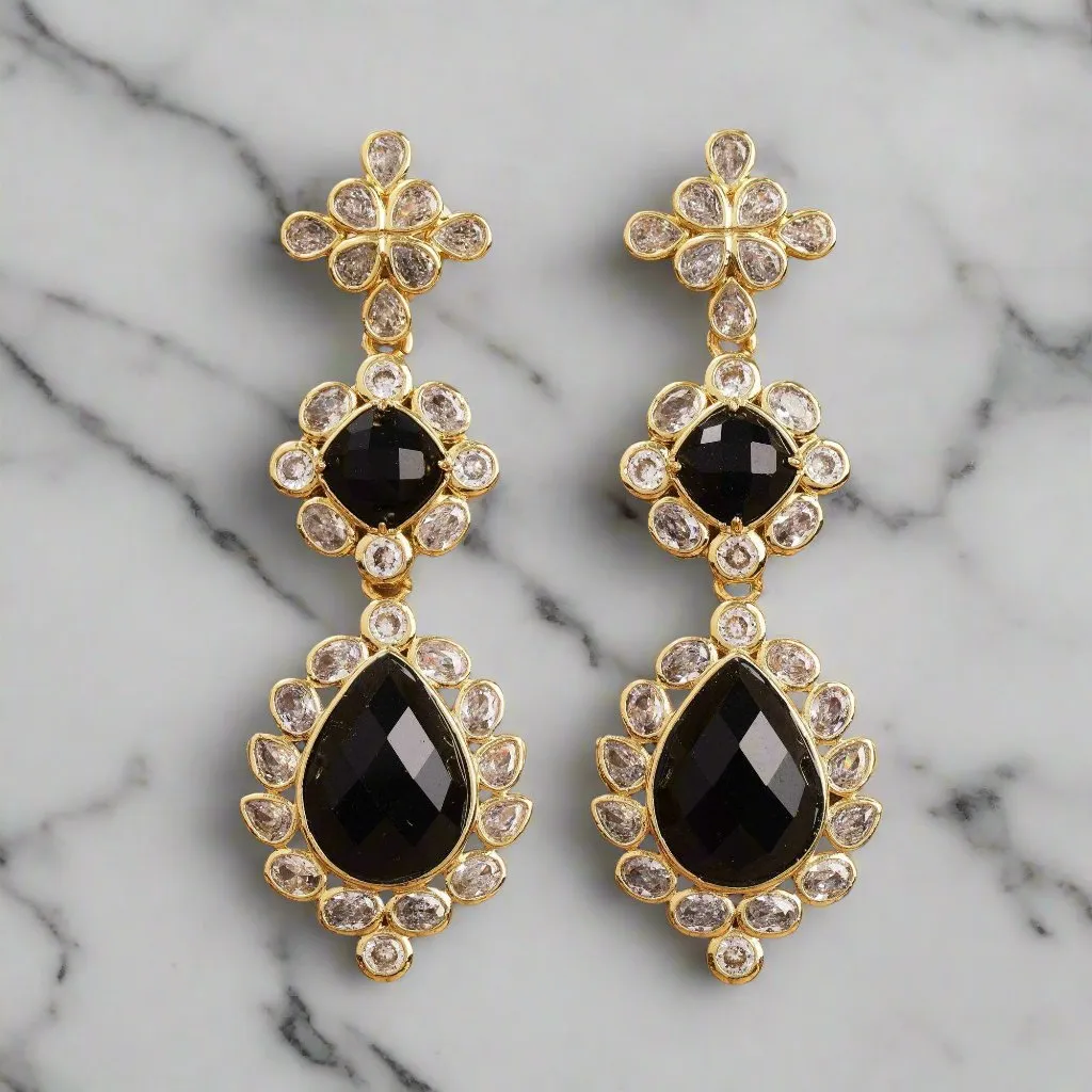 American Diamond & Gemstone Dangle Earrings