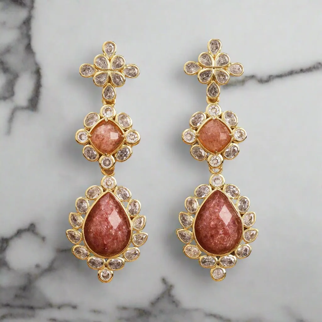 American Diamond & Gemstone Dangle Earrings