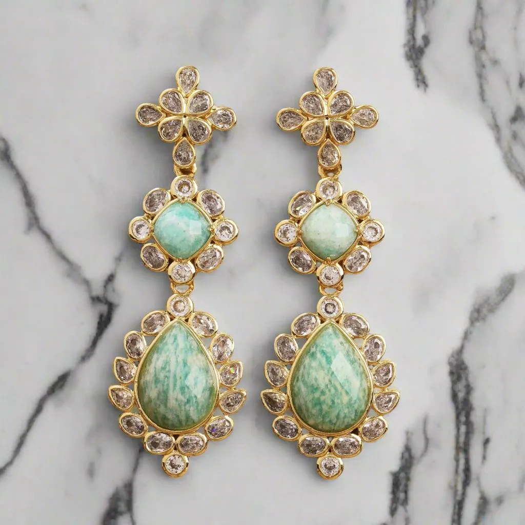 American Diamond & Gemstone Dangle Earrings