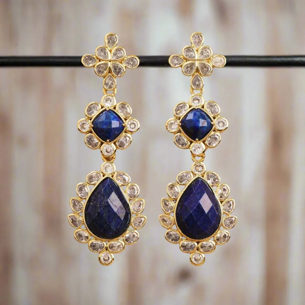 American Diamond & Gemstone Dangle Earrings