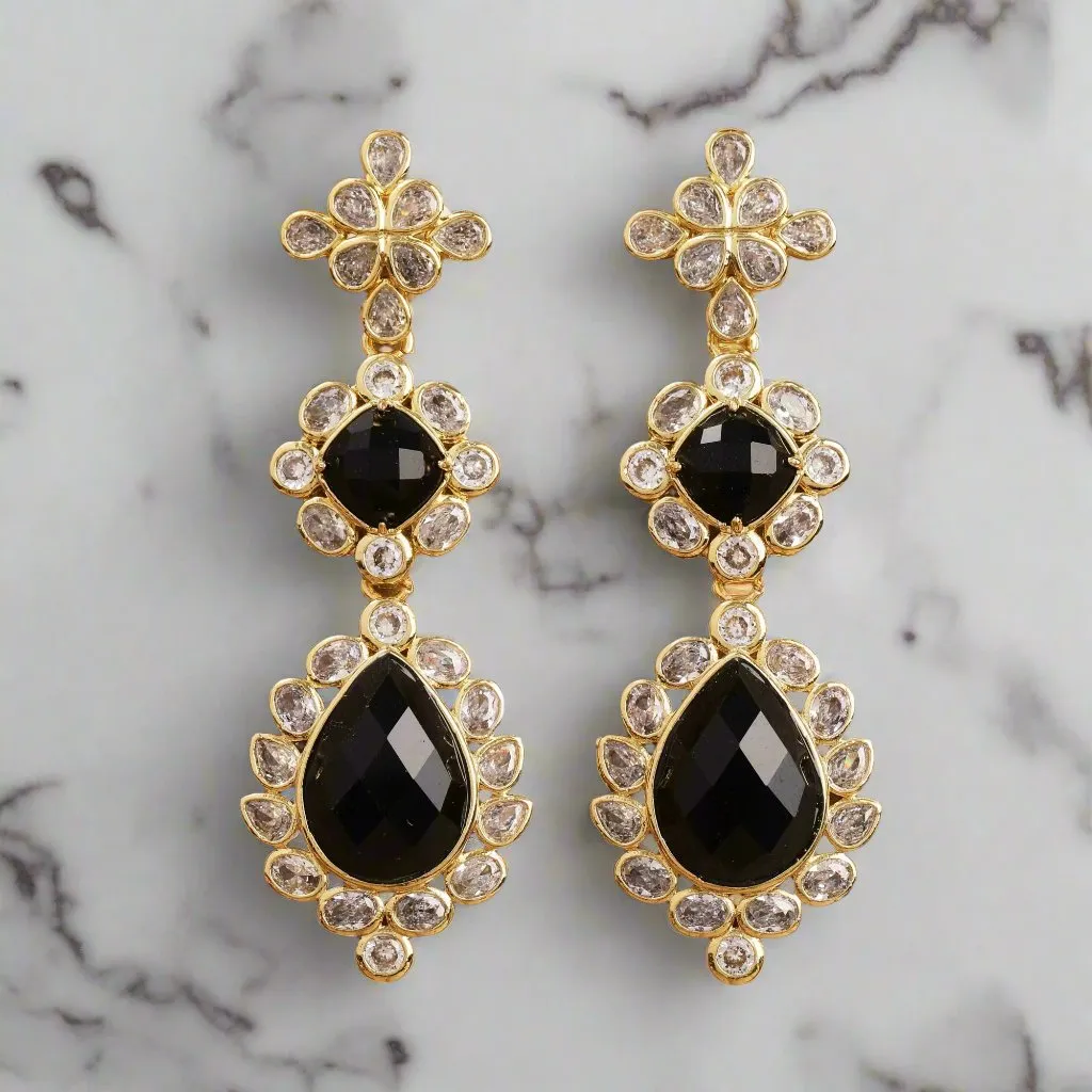 American Diamond & Gemstone Dangle Earrings