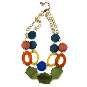 Anju Omala Rainbow Collection Geometric Bib Necklace