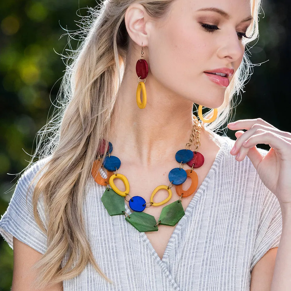 Anju Omala Rainbow Collection Geometric Bib Necklace