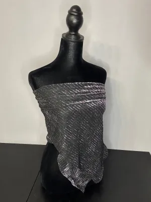 Art Deco Scarf Black with Black metalic threaded Tricot Metalic Stripe