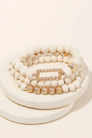 Assorted Ball Rectangle Bead Stackable Bracelet (2 Options)