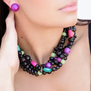 Black Floral Drama Sylvie Necklace