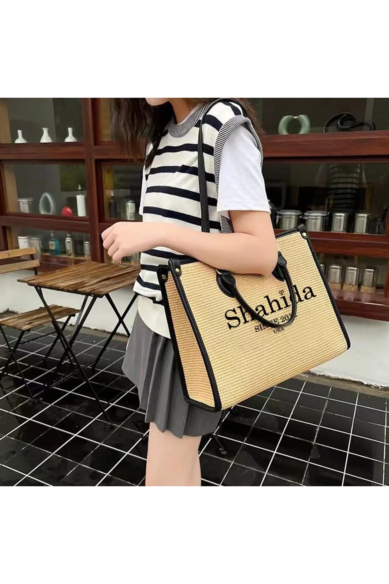 Black Modern Tote Bag