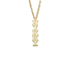 Block Vertical Gold Nameplate Necklace