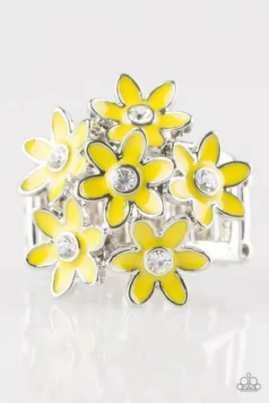 Blooming Bouquets Yellow Flower Ring - Paparazzi Accessories