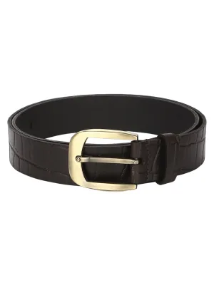 Brown Croco Pattern Embossed Belt