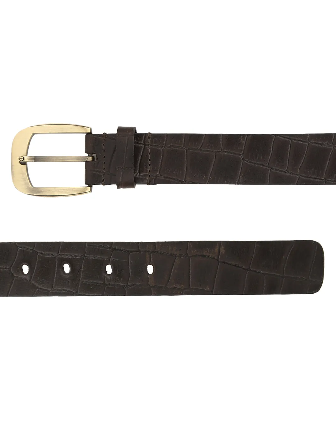 Brown Croco Pattern Embossed Belt