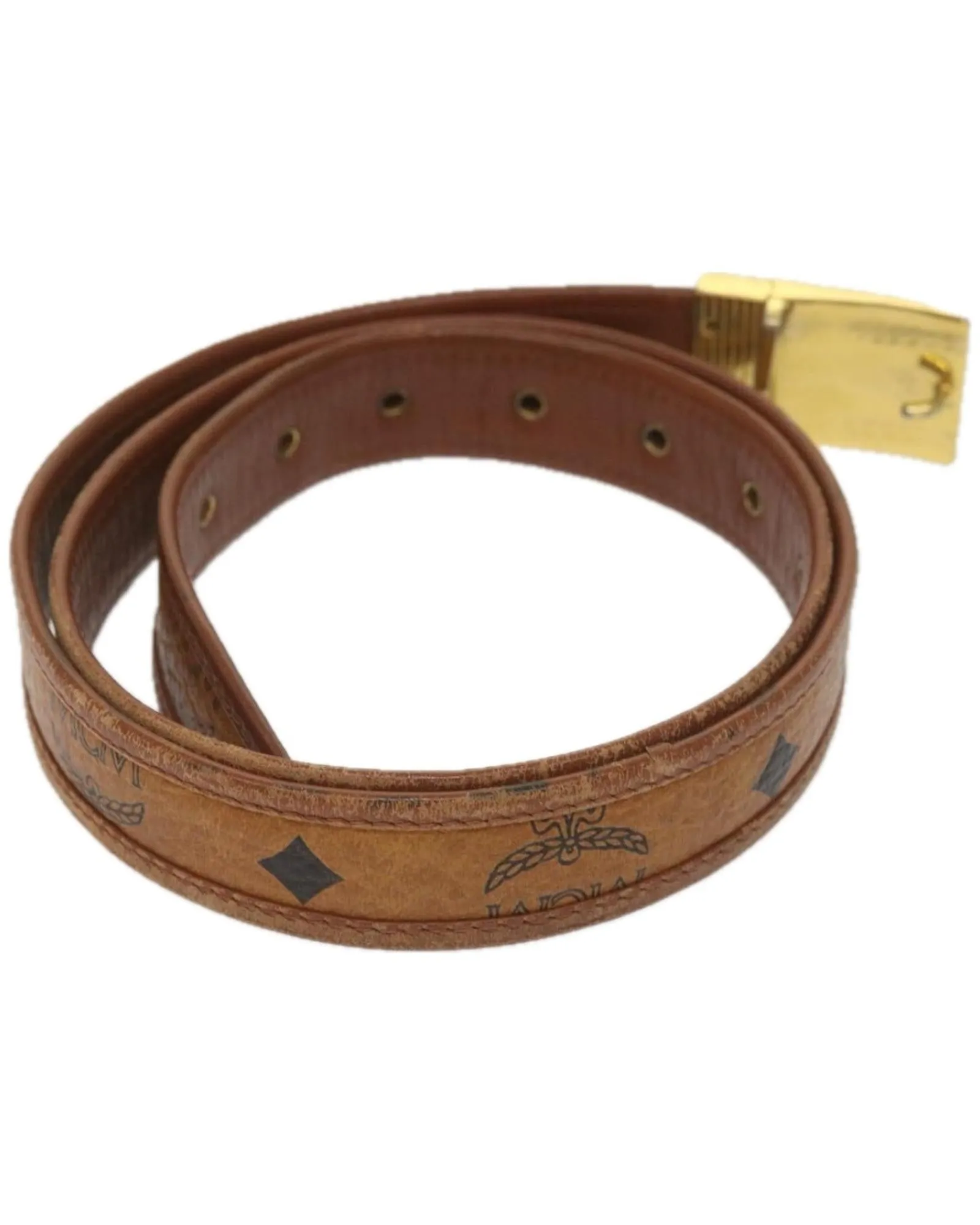 Brown Logogram Belt in PVC Leather by MCM