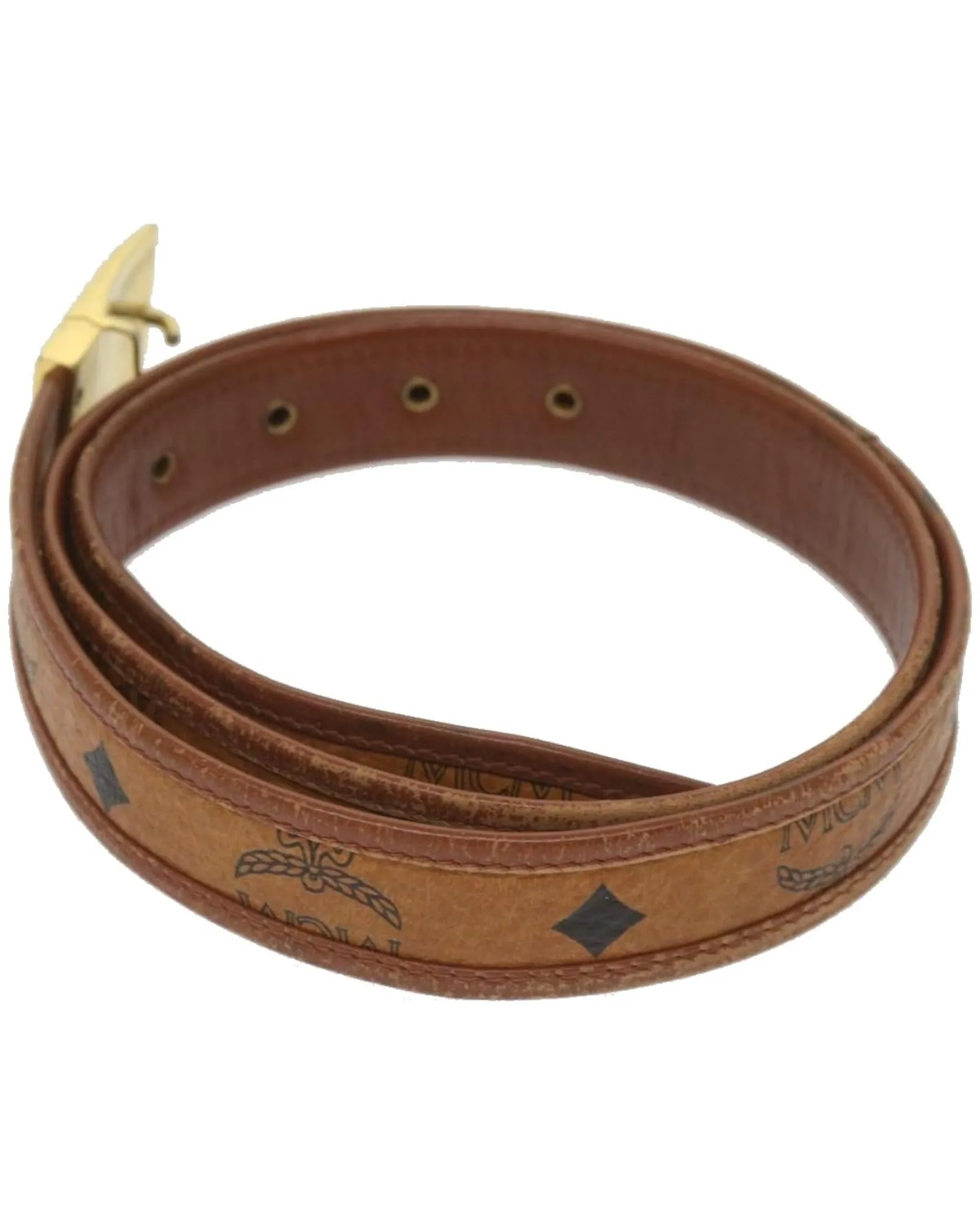 Brown Logogram Belt in PVC Leather by MCM