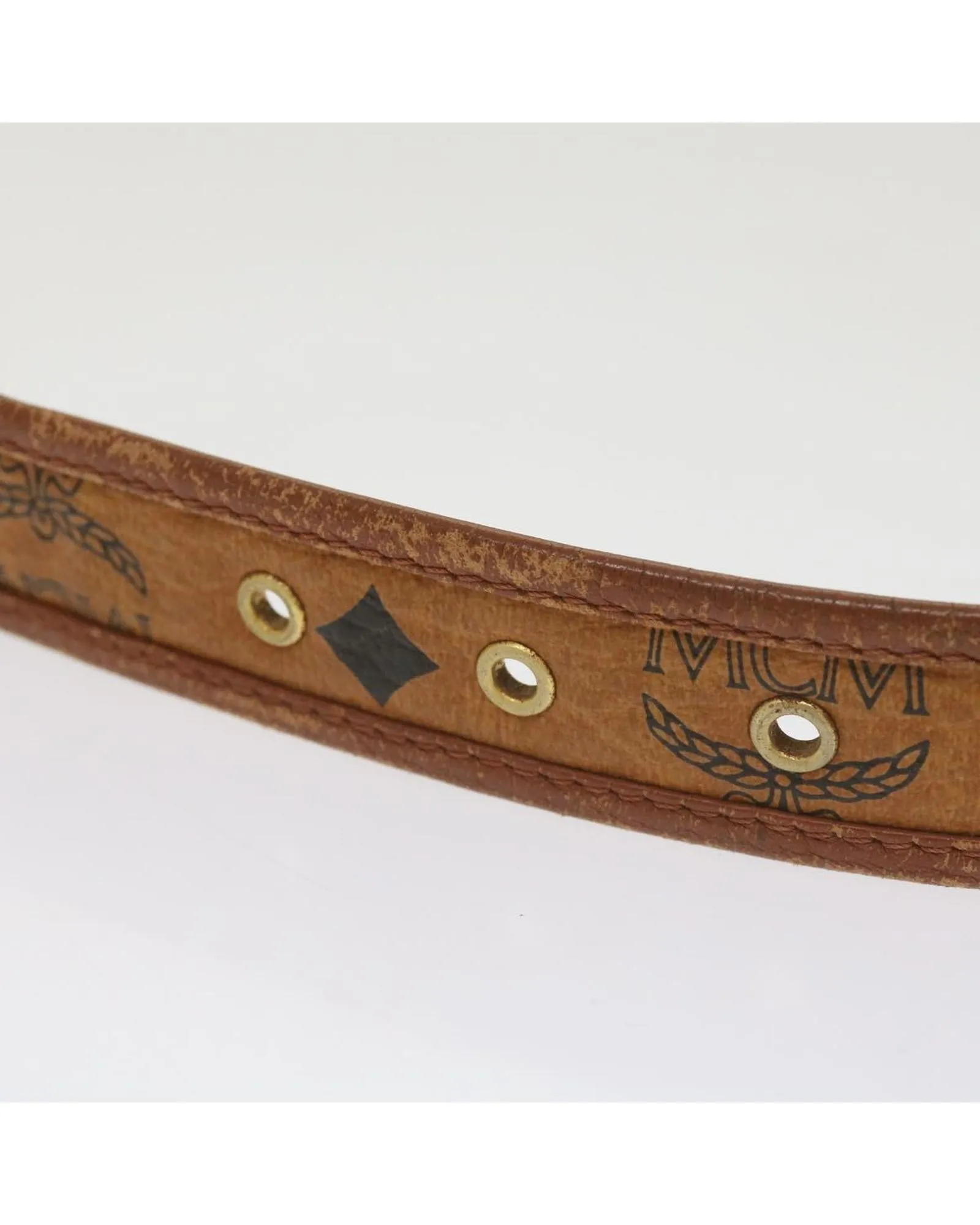 Brown Logogram Belt in PVC Leather by MCM