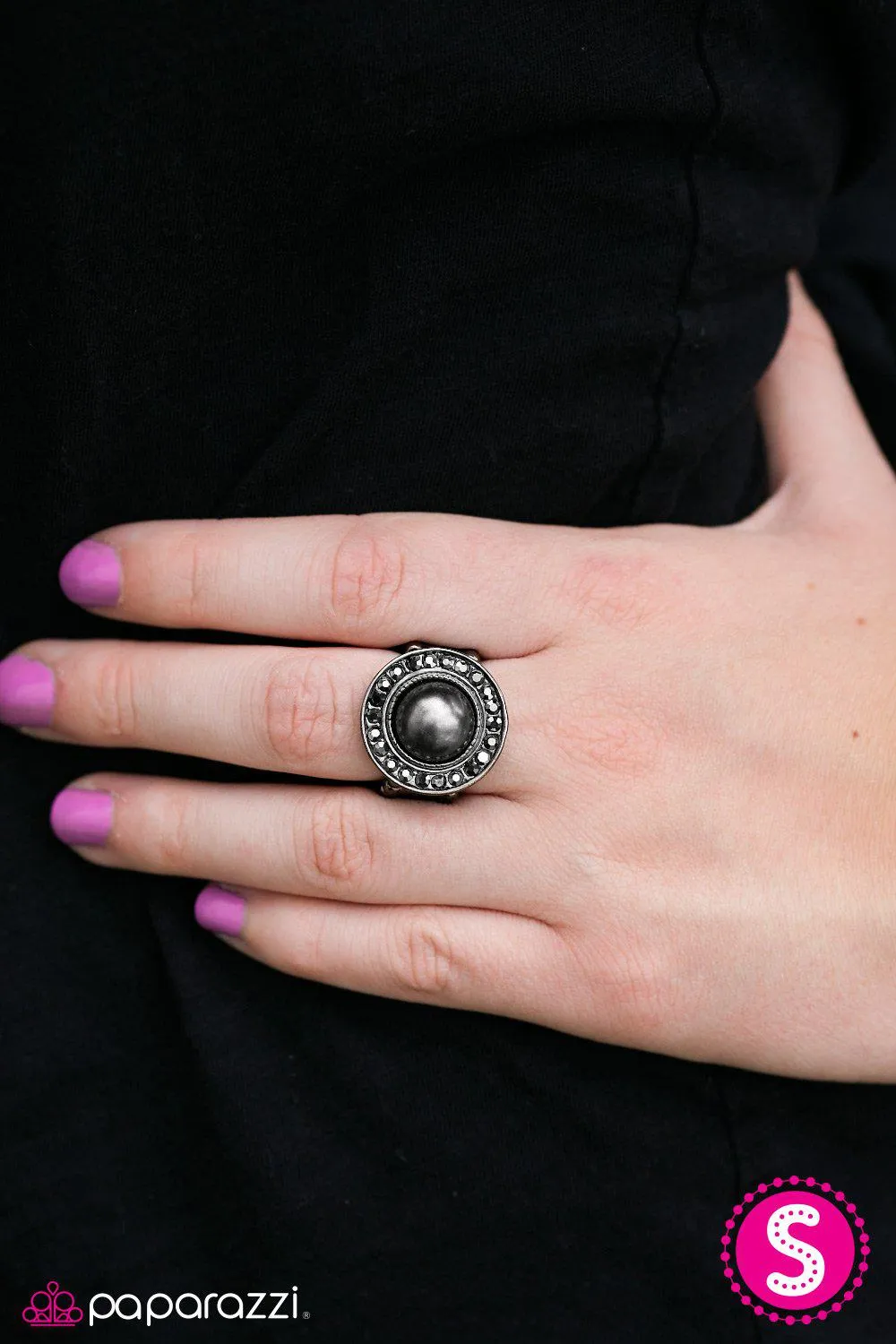 Center Of It All Black Pearl Ring - Paparazzi Accessories