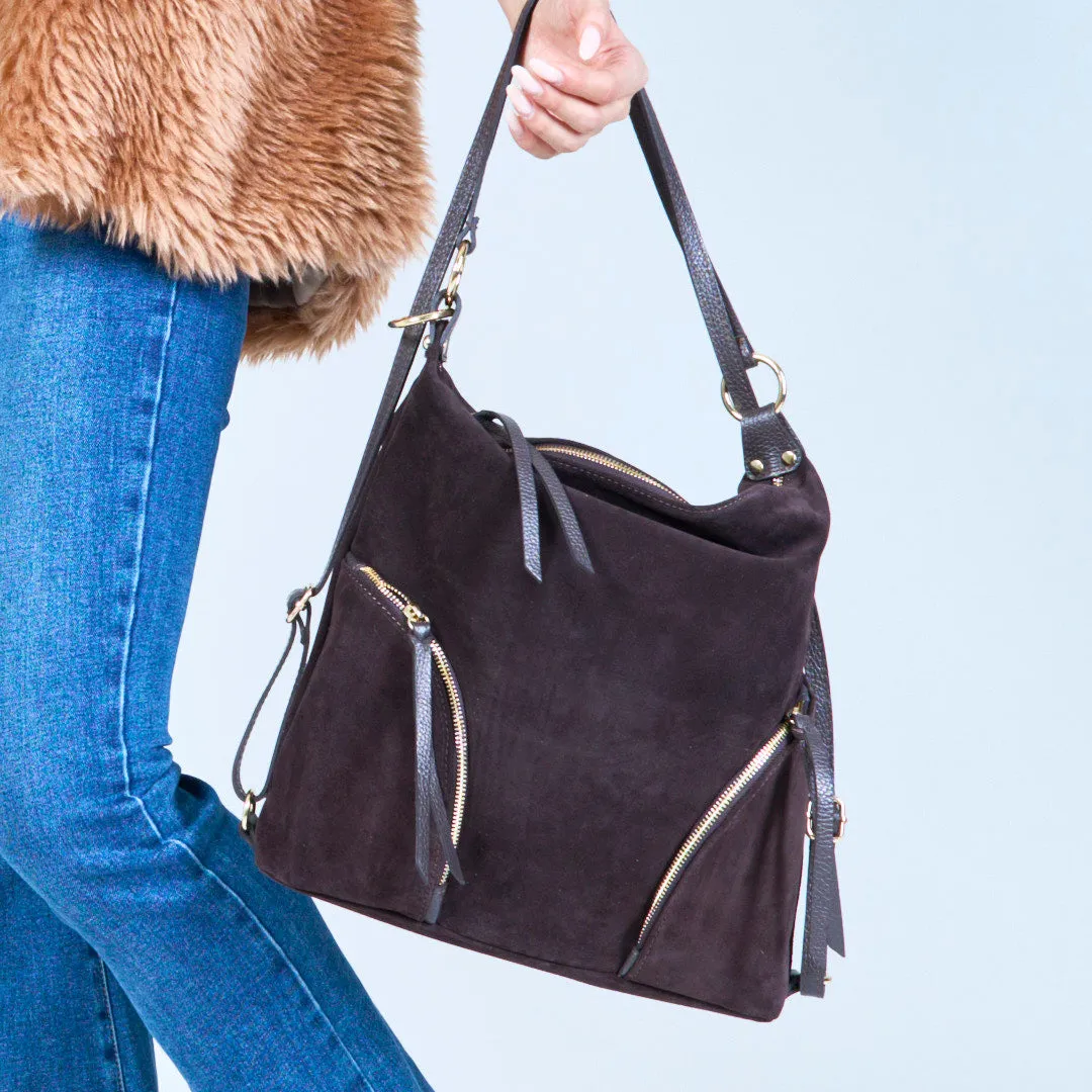Chic suede crossbody bags with zippers wholesale