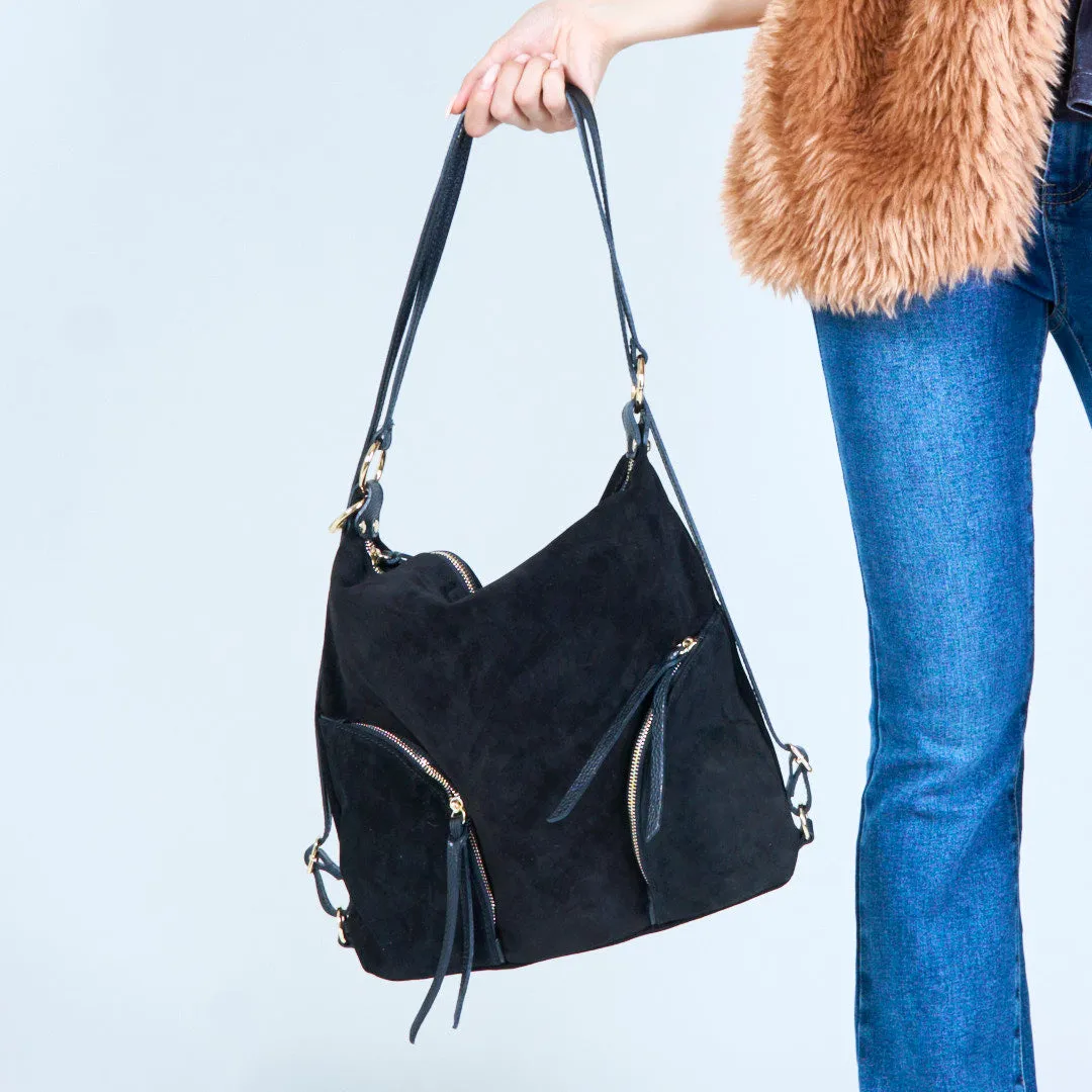 Chic suede crossbody bags with zippers wholesale