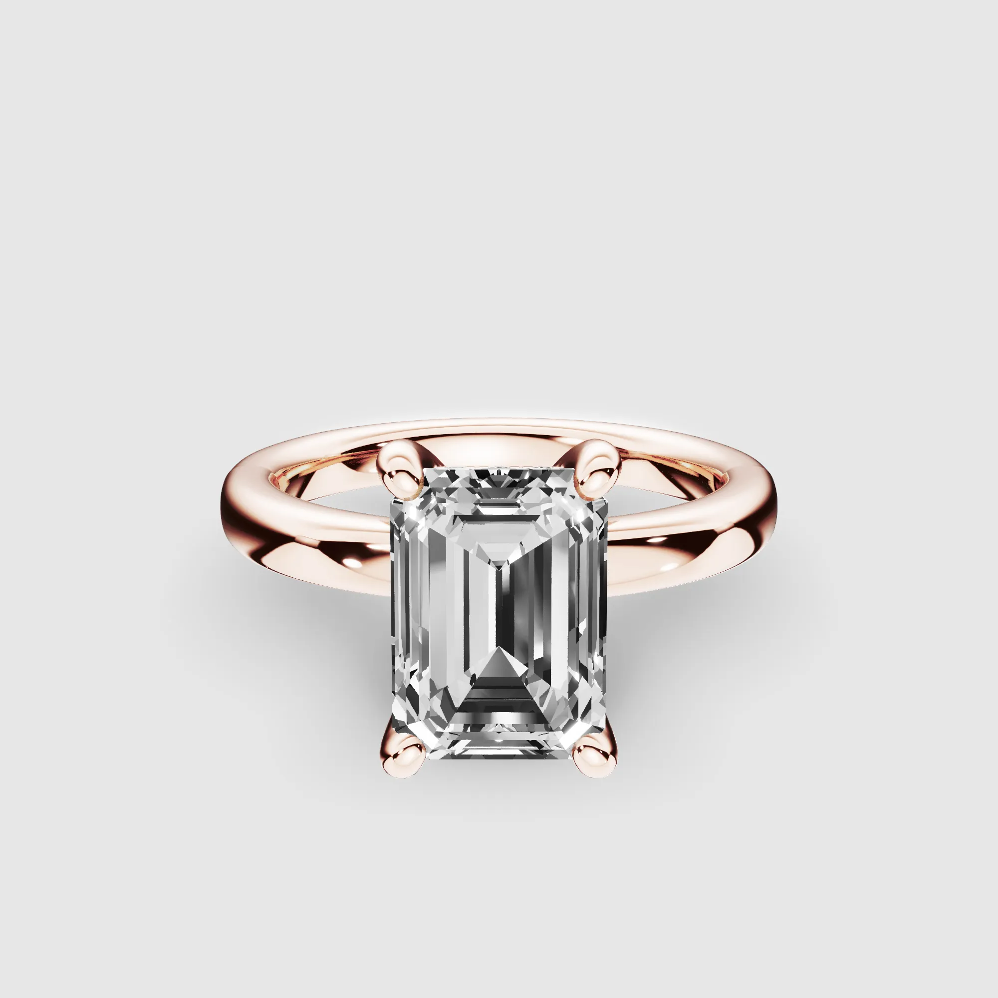 Classic Hidden Halo Lab Grown Solitaire Diamond Ring-Emerald Cut