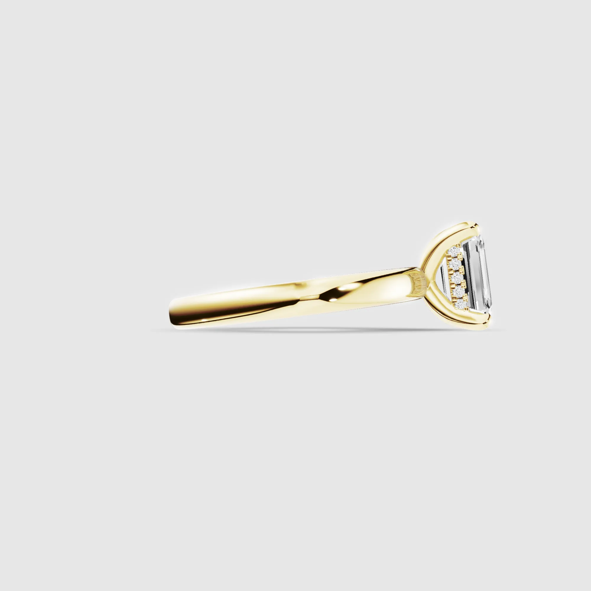 Classic Hidden Halo Lab Grown Solitaire Diamond Ring-Emerald Cut