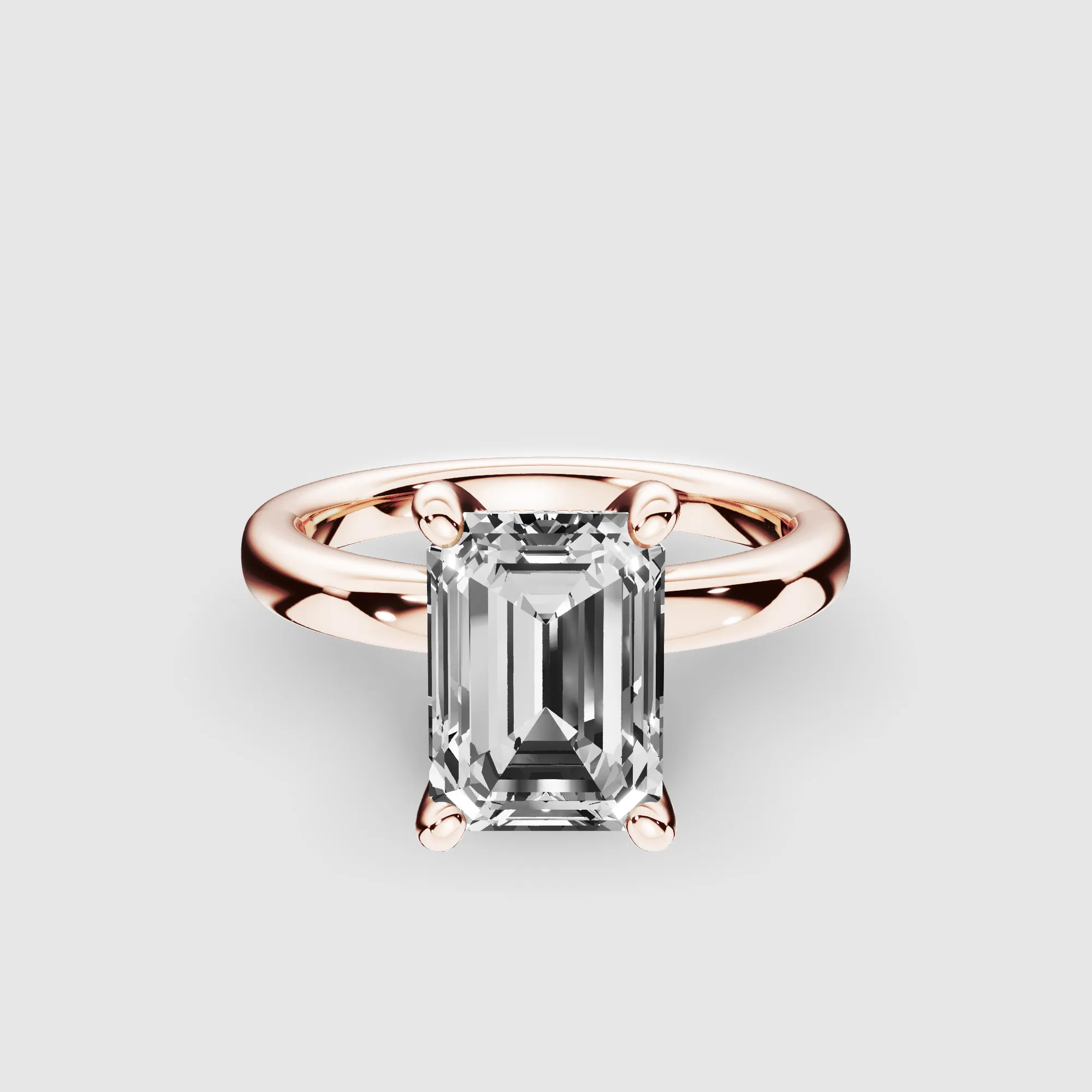 Classic Hidden Halo Lab Grown Solitaire Diamond Ring-Emerald Cut