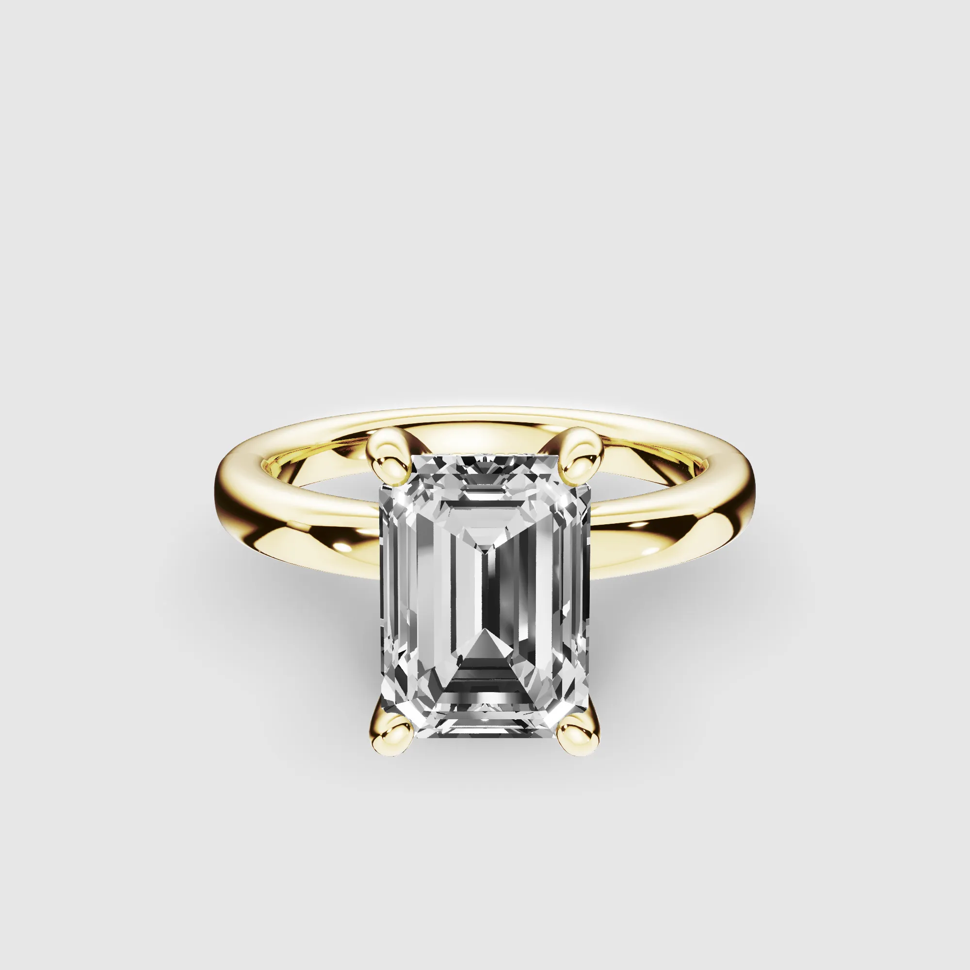 Classic Hidden Halo Lab Grown Solitaire Diamond Ring-Emerald Cut