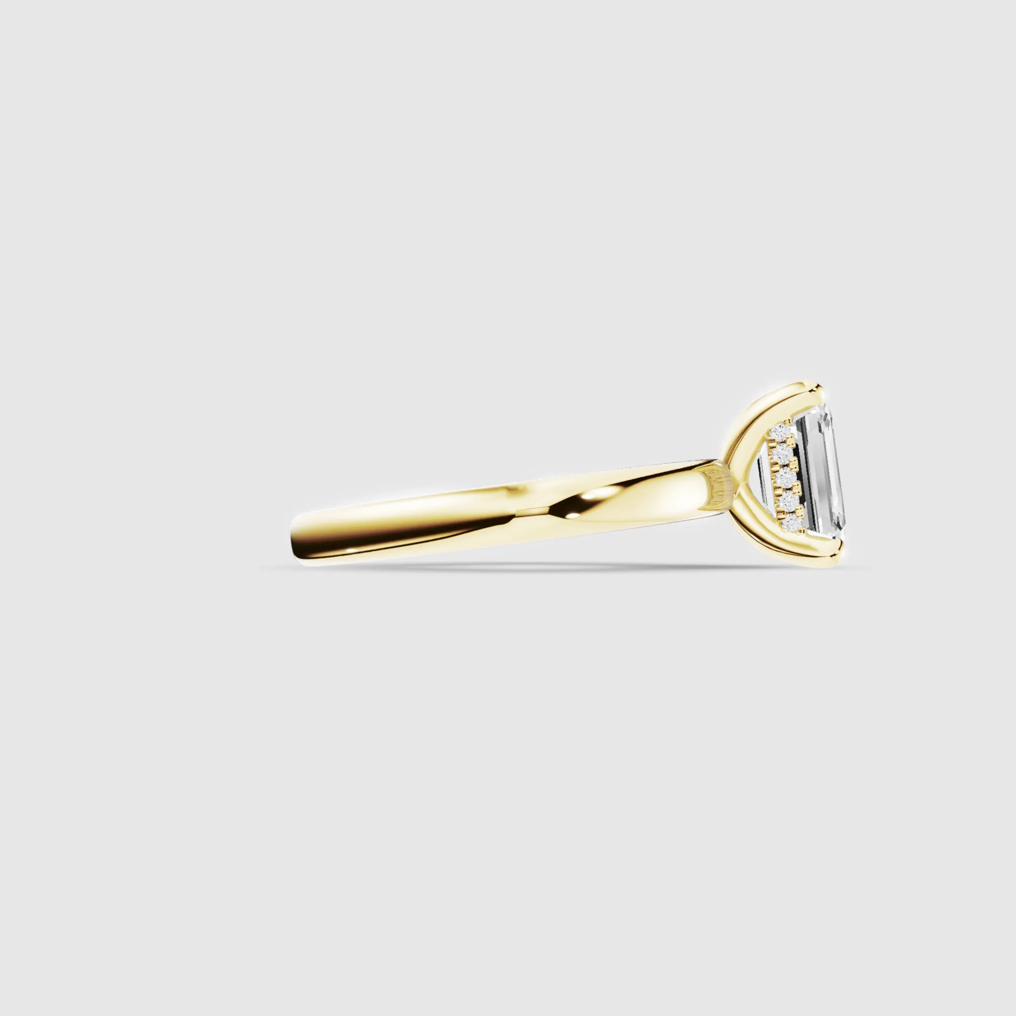 Classic Hidden Halo Lab Grown Solitaire Diamond Ring-Emerald Cut