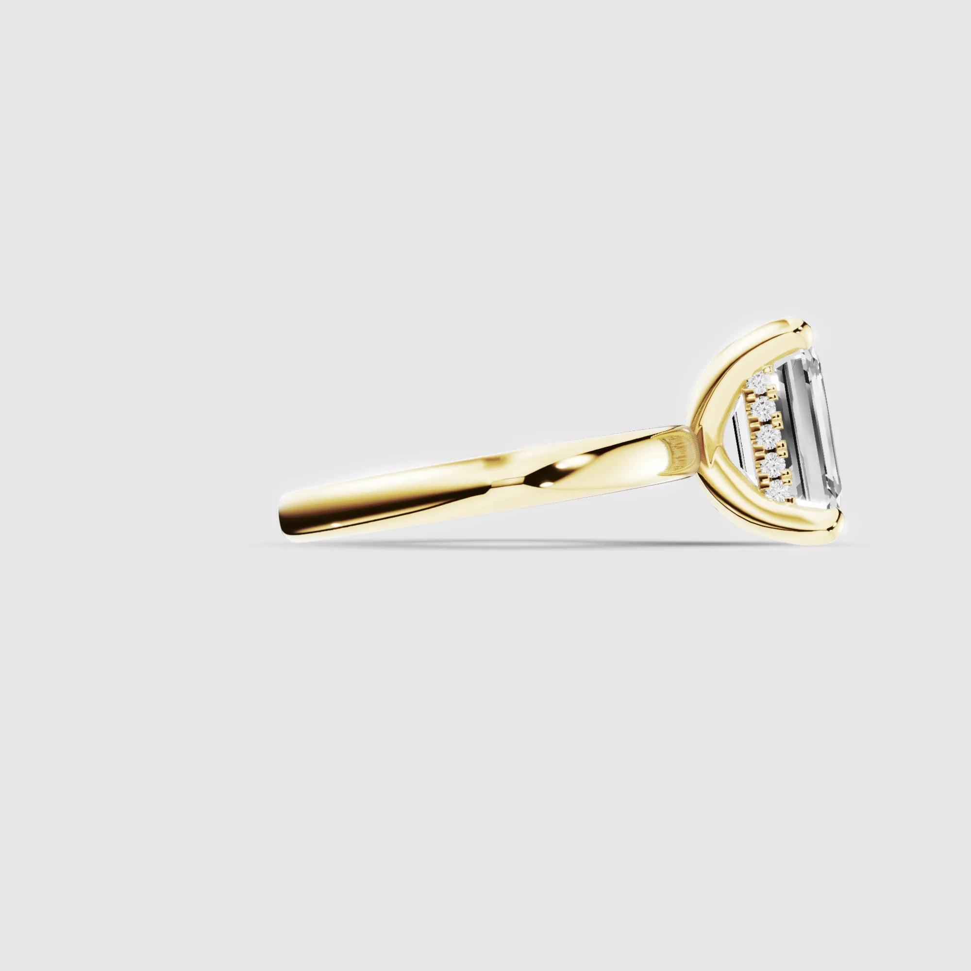 Classic Hidden Halo Lab Grown Solitaire Diamond Ring-Emerald Cut