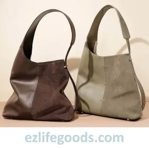 Cowhide Leather Suede Shouchy Tote- Ladies Work Tote Hobo Bag