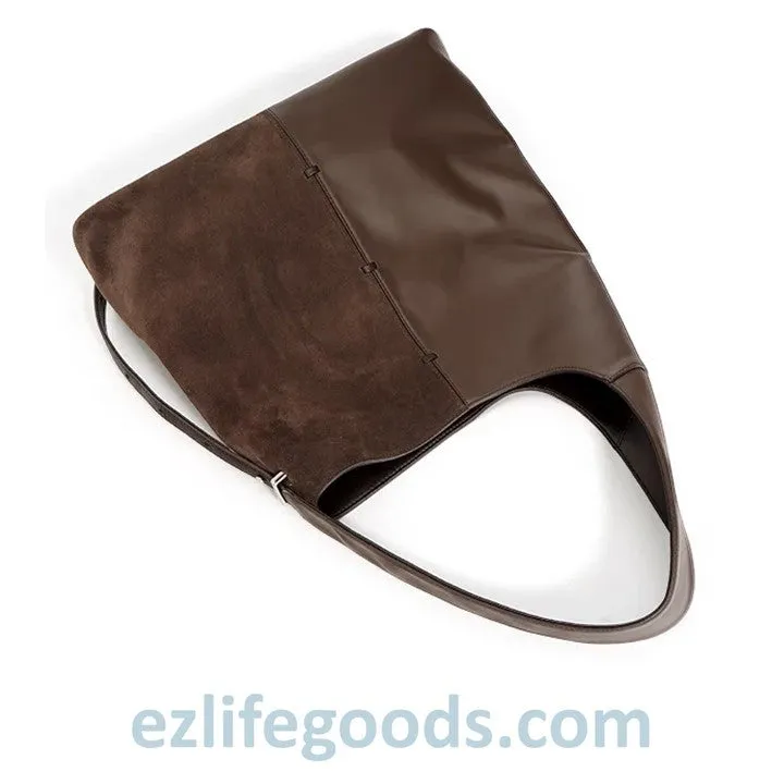 Cowhide Leather Suede Shouchy Tote- Ladies Work Tote Hobo Bag
