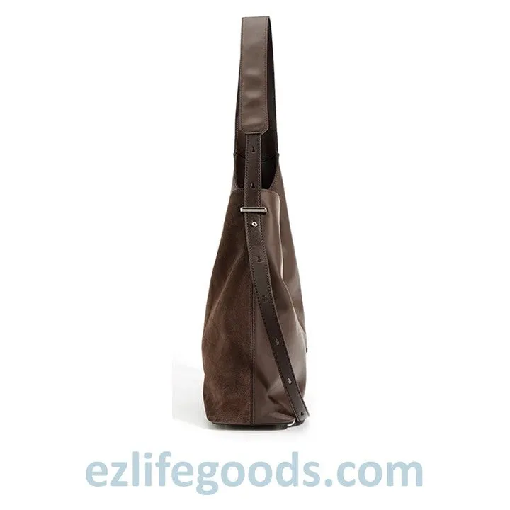 Cowhide Leather Suede Shouchy Tote- Ladies Work Tote Hobo Bag