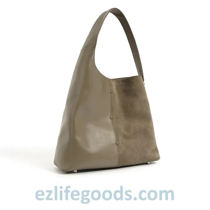Cowhide Leather Suede Shouchy Tote- Ladies Work Tote Hobo Bag