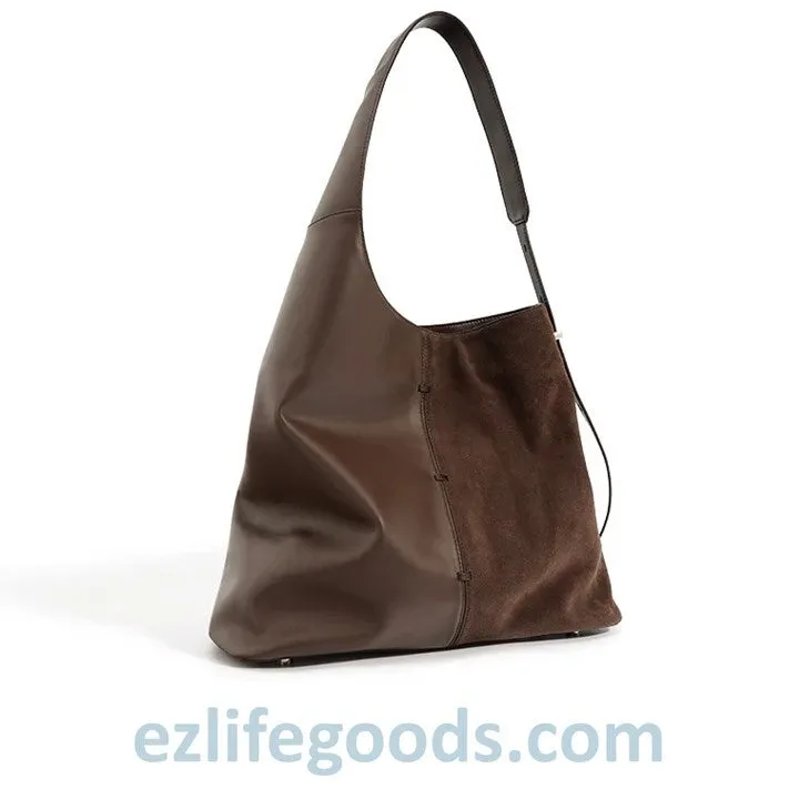 Cowhide Leather Suede Shouchy Tote- Ladies Work Tote Hobo Bag