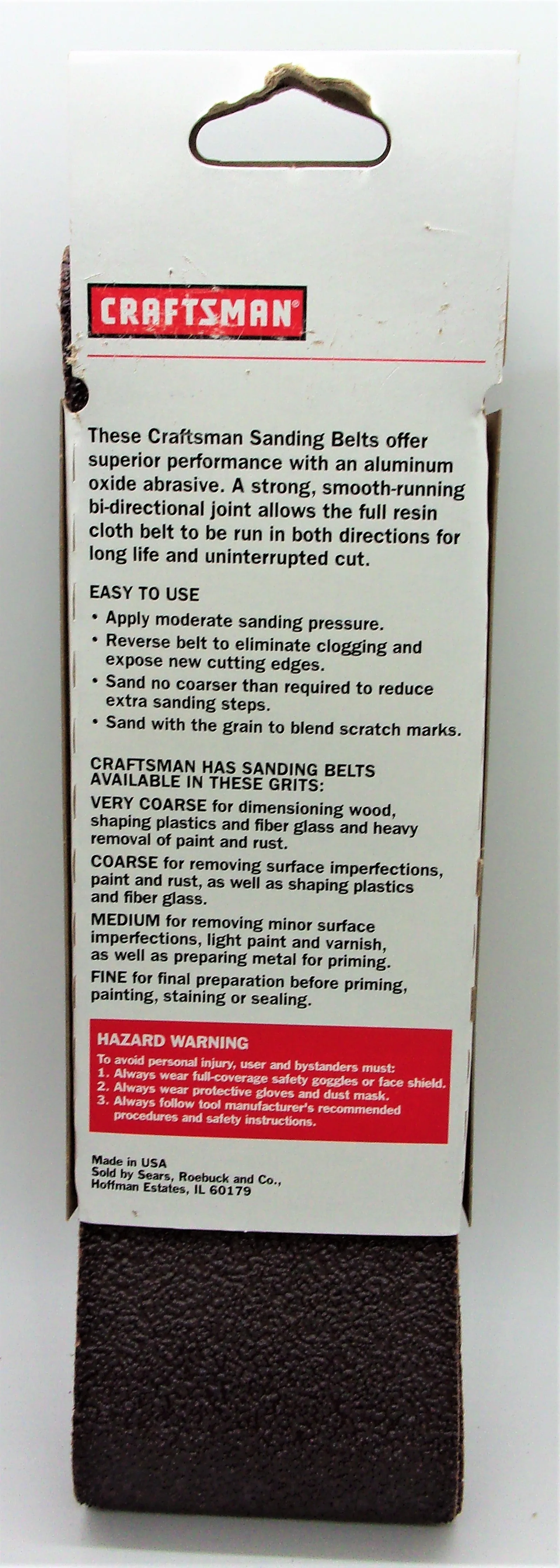 Craftsman 3" x 21" Sanding Belts, Very Coarse 36 Grit, #928351
