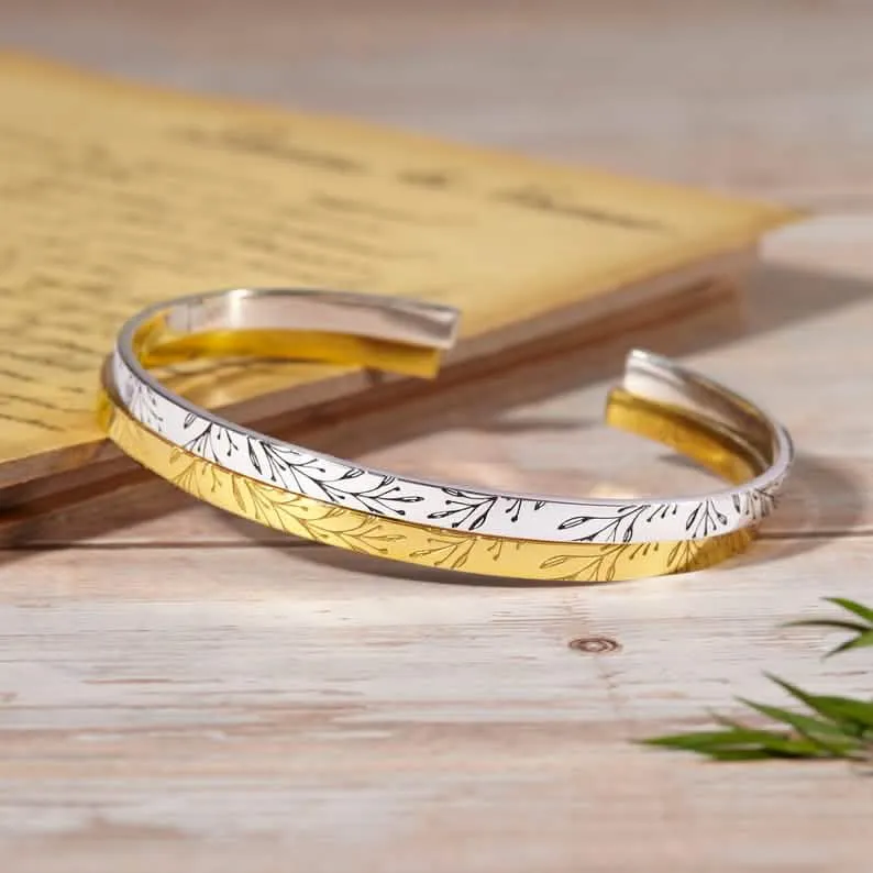 Custom Engraved Bridesmaid Cuff Bracelet, Unique Maid of Honor Jewelry Gift, Thoughtful Proposal Keepsake